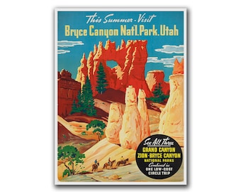 Retro Poster National Parks Travel Art Bryce Canyon Print Home Decor (H173)