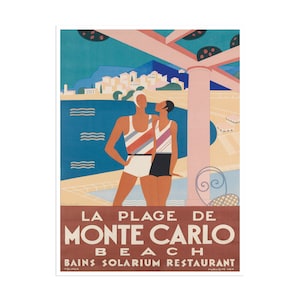 Monte Carlo Art Monaco Travel Poster Beach Print  (H725)a