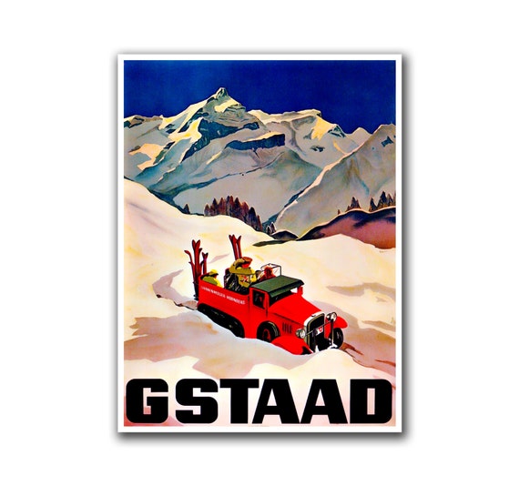 Switzerland Gstaad II European Winter Ski Europe Travel Advertisement Poster