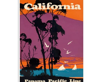 Kalifornien Print Travel Poster Kryssningsfartygskonst (H1482)a