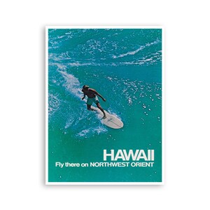 Hawaii Travel Poster Surfing Art Hawaiian Surfer Print (H960)a