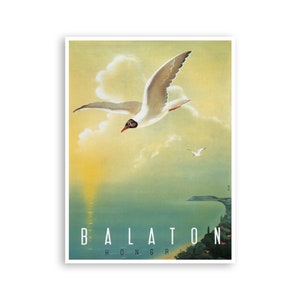 Plattensee Poster Ungarn Travel Art (H1204)a