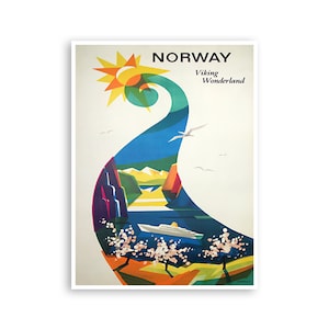 Norway Travel Poster Norse Art Norwegian Print (H1203)a