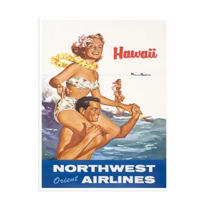 Hawaii Reise Hawaii Art Reise Poster Northwest Orient Fluglinien (H697)a