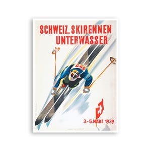 Swiss Ski Poster Switzerland Travel Art Vintage Print (H403)