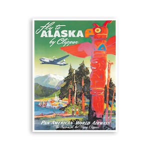 Alaska Pan Am Fluglinien Reiseplakat Alaskan Print (H1192)