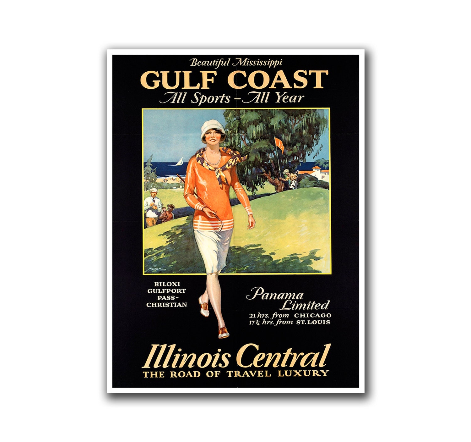 Mississippi Travel Poster Gulf Coast Art Print by Paul Proehl 1933