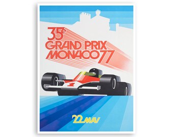 モナコ レーシング ポスター レースカー アート 1977 プリント