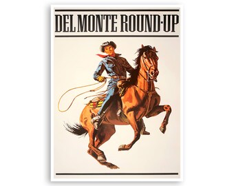 Rodeo Print Cowboy Poster Western Art Cowboy Decor Del Monte Round Up (H1345)a
