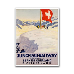 Swiss Ski Poster Travel Art Switzerland Home Decor Hiking Wall Art Print (H108)