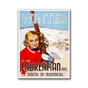 Vintage Ski Poster Canada Travel Art Print Montreal (H15)