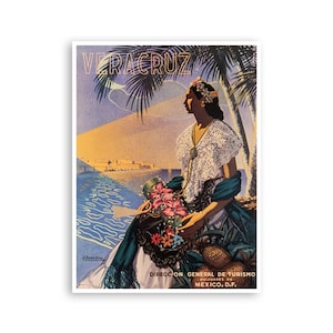 Veracruz Poster Mexican Wall Art Mexico Travel Poster Print (H1332)