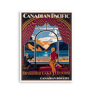 Lake Louise Poster Vintage Canada Travel Art Print Canadian Decor Gift (H1341)