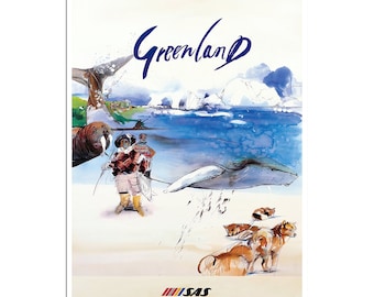 Groenland poster vintage print reiskunst reiziger cadeau (H1656)