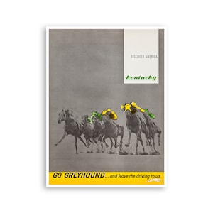 Kentucky Derby Art Horse Racing Print Greyhound Travel Poster (H1123)a