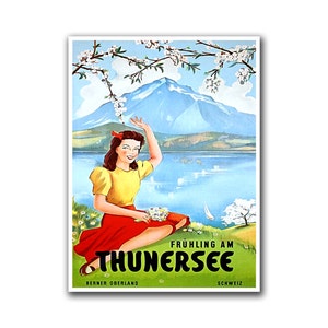 Thunersee Switzerland Travel Poster Swiss Vintage Wall Art (H270)