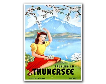 Thunersee Switzerland Travel Poster Swiss Vintage Wall Art (H270)