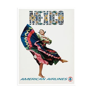 Mexico Travel Poster Mexican Folk Dancing Art Print (H682)a