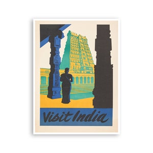 India Travel Poster Indian Art Hindu Temples Print (H1146)