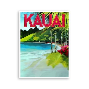 Affiche de voyage Kauai Art Hawaii, impression hawaïenne (H1342)