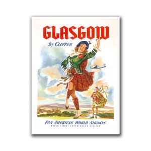 Glasgow Scotland Travel Poster Dancing Vintage Wall Art (H278)