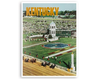 Kentucky Derby Poster Travel Art Horseback Riding Print Vintage Home Decor (H1099)