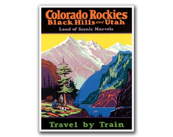 National Parks Art Colorado Rockies Poster Retro Print Home Decor (H171)