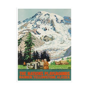 National Parks Poster Art Mt Rainier Yellowstone Alaska Retro Print Home Decor (H657)