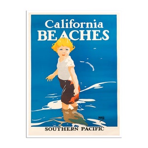 Kalifornien Beaches Poster Südpazifischer Schienenverkehr Kunstdruck (H1658)a