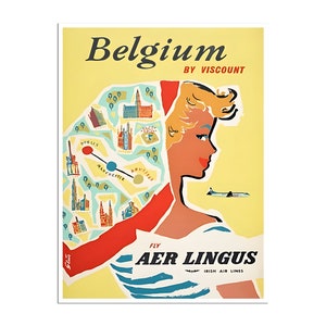 Belgium Travel Poster Vintage Art Airline Print (H1669)