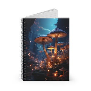 Fantasy Mushroom Field Spiral Notebook - Ruled Line | Blank Book | Blank Journal
