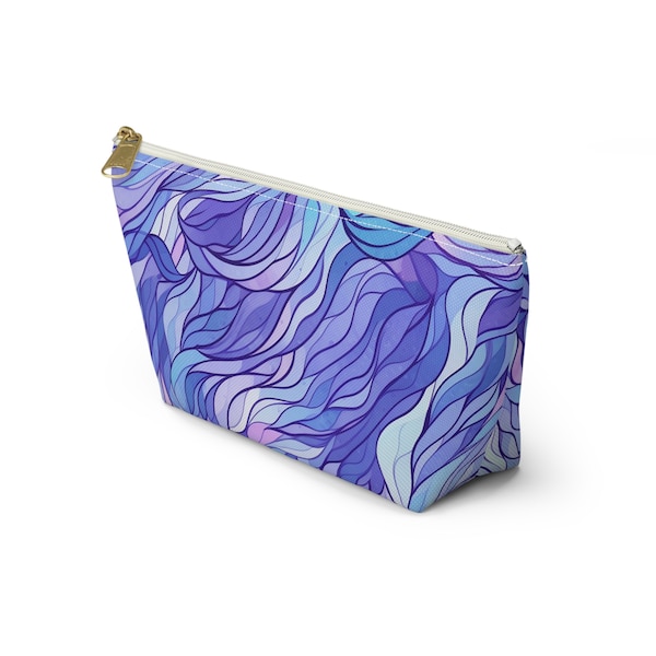 Lavender Leaves Abstract Pattern Accessory Pouch w T-bottom