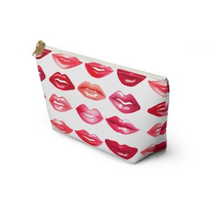 Luscious Lips Accessory Pouch w T-bottom | Travel Bag | Makeup Bag | Gifts for Her | Gifts for Teacher | Beauty Accessories