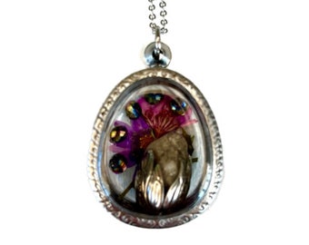 Lepidolith Bud Shadow Box Curio Halskette