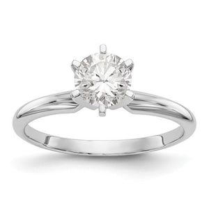 14K White 8 mm Round 6-Prong Solitaire Engagement Ring Mounting  2.0 CARAT DIAMOND SIZE
