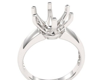 10mm 6 prong Engagement Ring Mounting  14k Gold