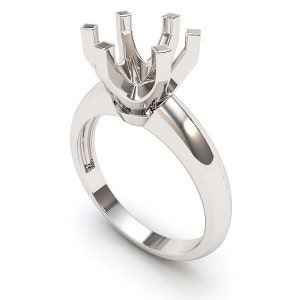 6 prong Engagement Ring Setting  14k Solid Gold 7.2-8.5mm Round Cut Gemstone
