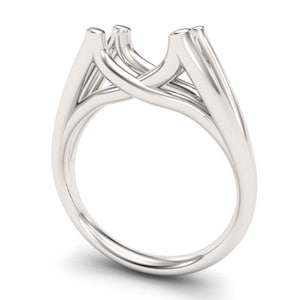 May include: A silver ring setting with a delicate, interwoven design. The setting is designed to hold a center stone, creating a unique and elegant engagement ring.