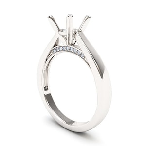 14KT Solid Gold Cathedral  4 Prongs Setting Semi-Mount Mounting