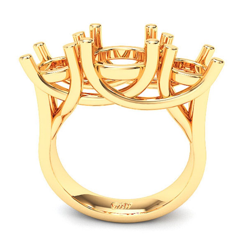 3 Stone Trellis Design Ring Mounting 14k Gold 4 Carat - Etsy