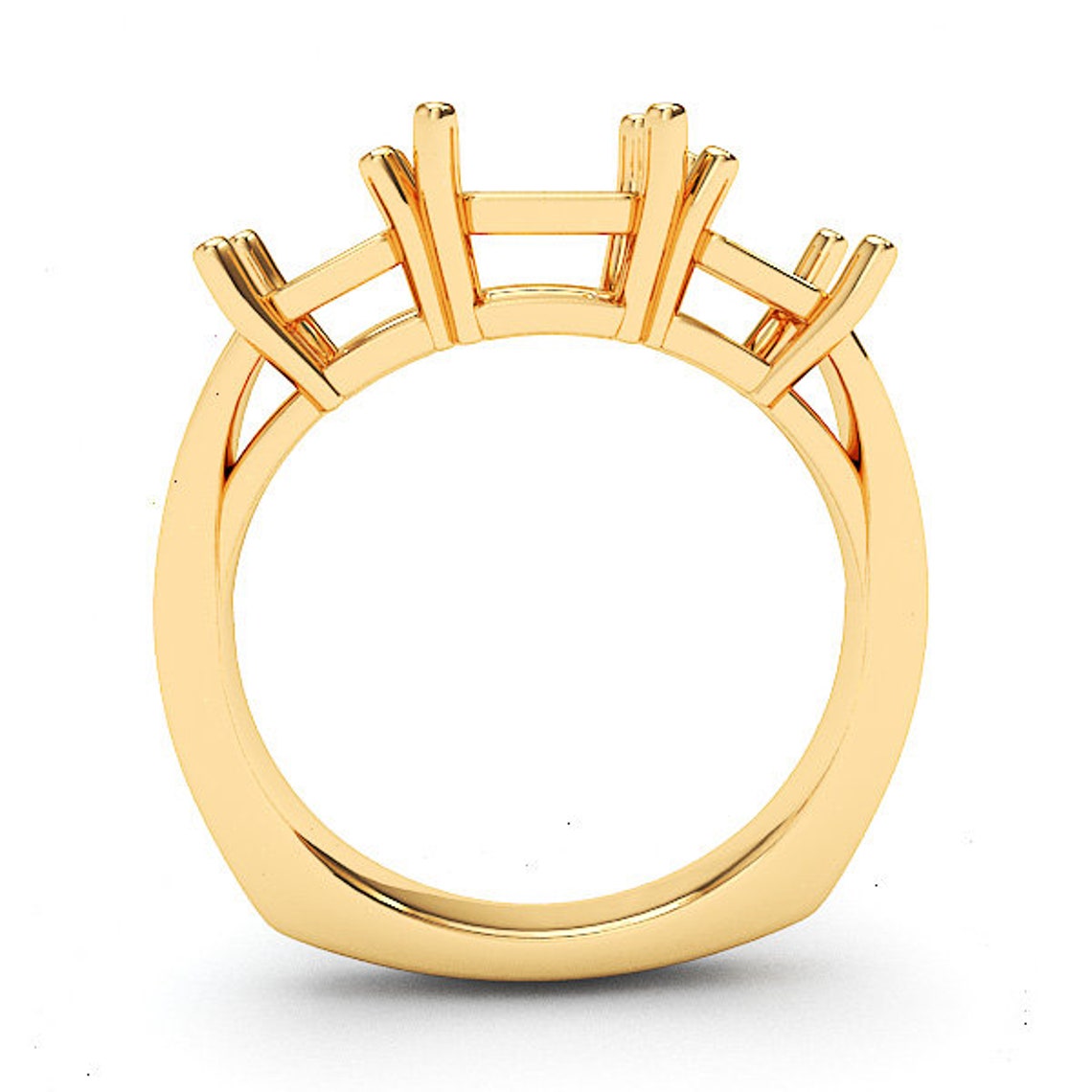 Euro Shank Radiant cut 3 Stone Annversary Ring made in 14k Etsy