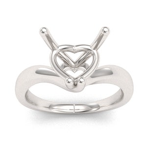 7mm Heart Shape Solitaire Ring Setting only in Solid 14k gold