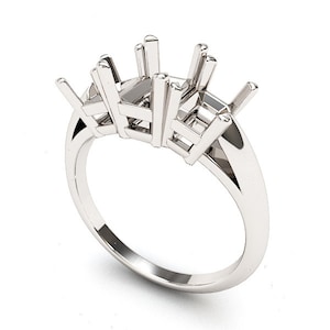 3 Stone Emerald cut Ring Mounting 14k gold