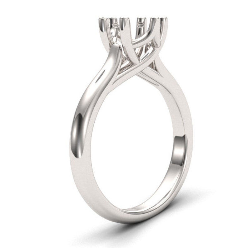 6 Prong Trellis Cathedral Ring Setting 14k Gold Etsy