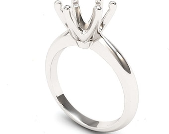 8mm Round Knife Edge 6 Prong Solitiare Setting solid 14k gold