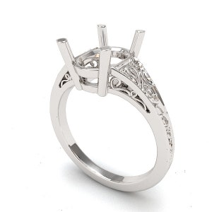 Oval Engraved Style 14k Gold Ring Mounting