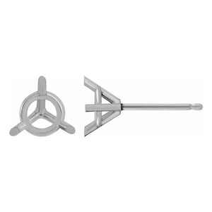 14K Round 3-Prong Cocktail-Style Earring Mounting