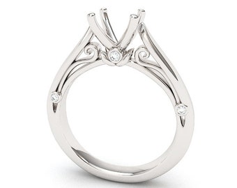 Cathedral Diamond Semi Mount Solitaire 6.5 Round Solid 14k Gold