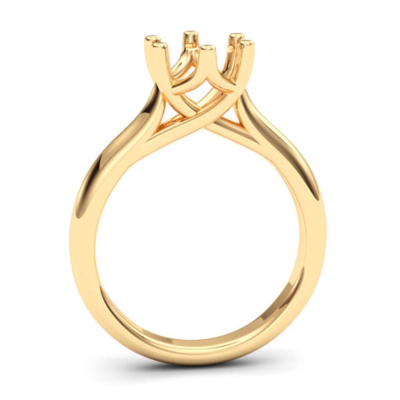 6 Prong Trellis Cathedral Ring Setting 14k Gold Etsy