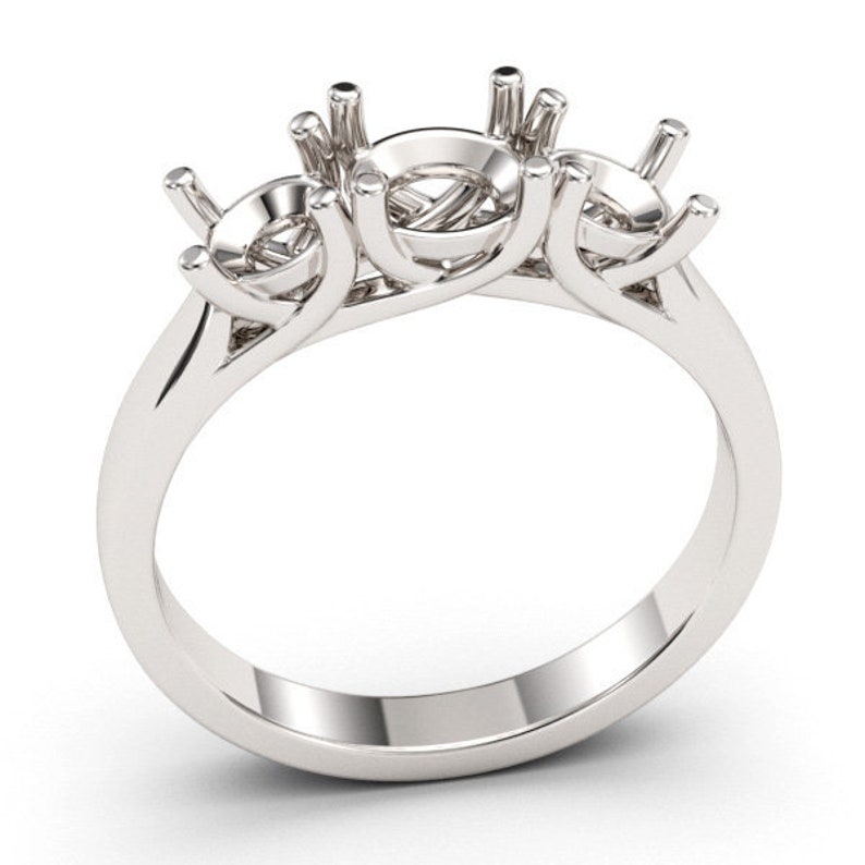 Trellis Three Stone Ring Mounting in 14k Gold Etsy